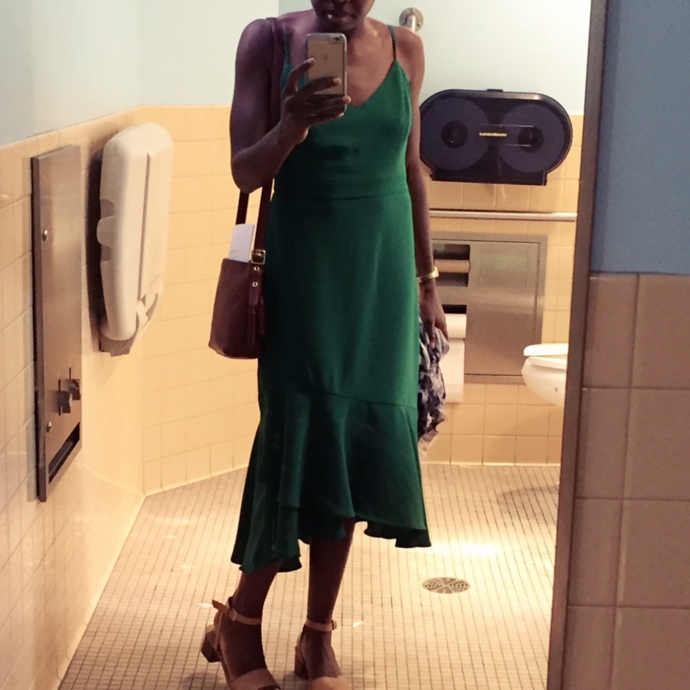 Banana Republic Midi VNeck Dress Kelly Green